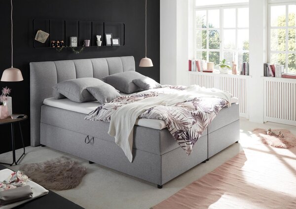 BOXSPRING POSTELJA 180 cm x 200 cm , tekstil siva