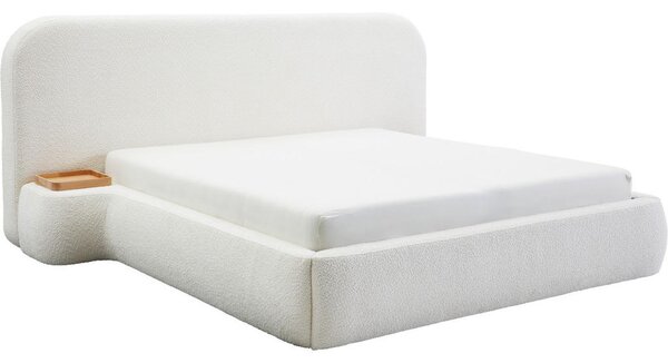 OBLAZINJENA POSTELJA 180 cm x 200 cm , tekstil, leseni material bela