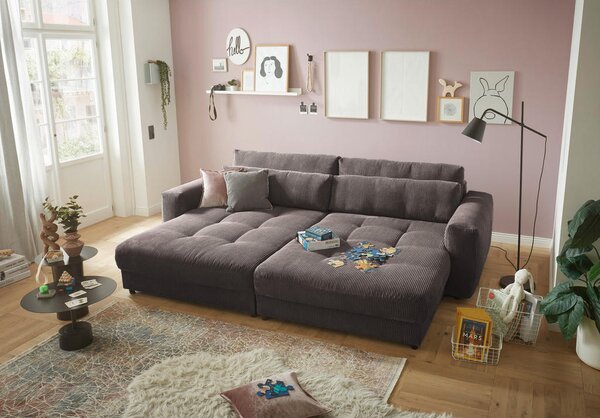 VELIKA ZOFA, mocha rjava tekstil, leseni material