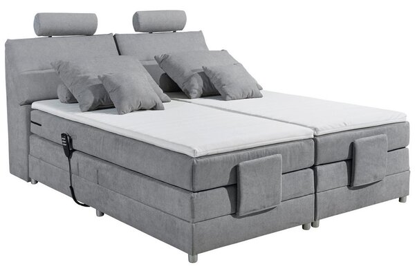 BOXSPRING POSTELJA 180 cm x 200 cm , tekstil, leseni material svetlo siva