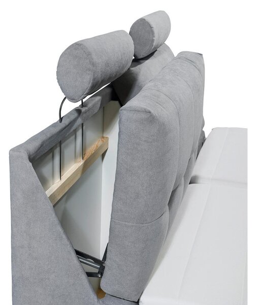 BOXSPRING POSTELJA 180 cm x 200 cm , tekstil, leseni material svetlo siva