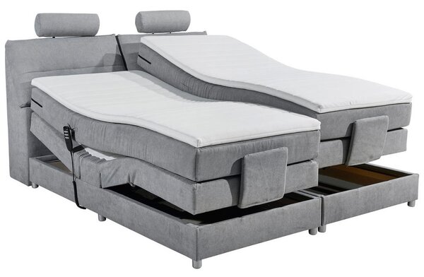 BOXSPRING POSTELJA 180 cm x 200 cm , tekstil, leseni material svetlo siva
