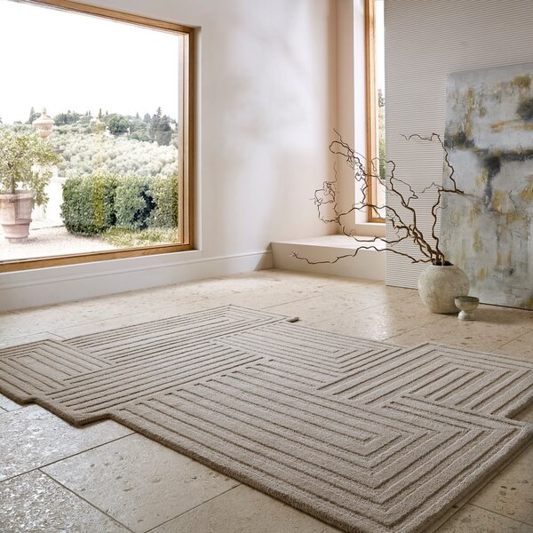 Bež ročno tkana volnena preproga 160x230 cm Zen Rectangles – Flair Rugs