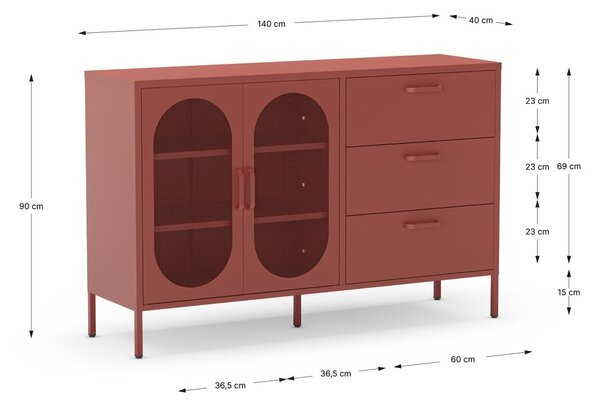 Opečnato oranžna komoda 140x90 cm Diora – Marckeric