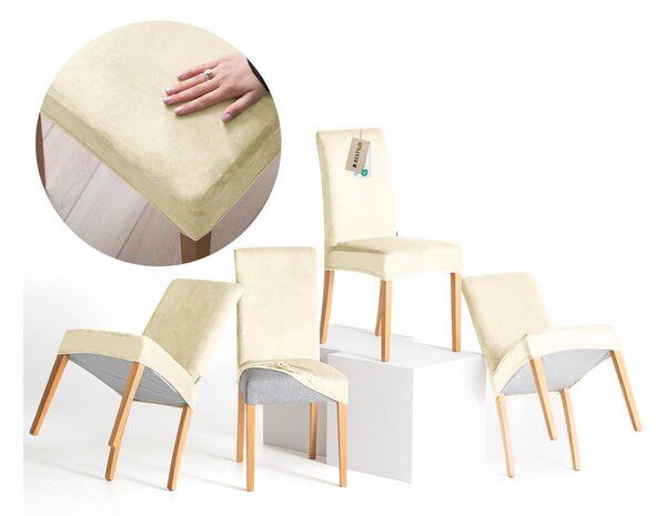 Kremno bele raztegljive prevleke v kompletu 4 ks za stol 48 cm Sento – Restilo