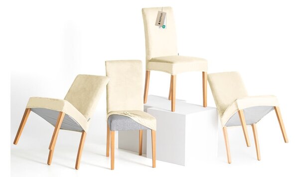 Kremno bele raztegljive prevleke v kompletu 4 ks za stol 48 cm Sento – Restilo