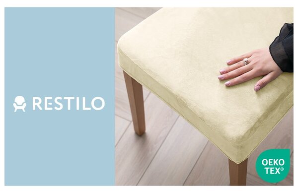 Kremno bele raztegljive prevleke v kompletu 4 ks za stol 48 cm Sento – Restilo