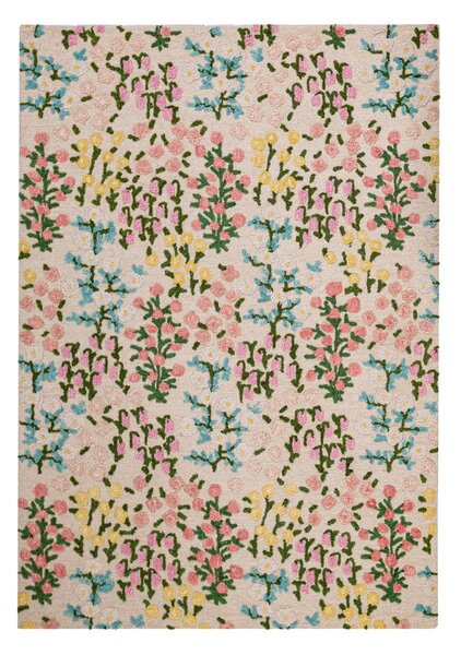 Kremno bela ročno tkana volnena preproga 200x290 cm Emilia Floral – Flair Rugs