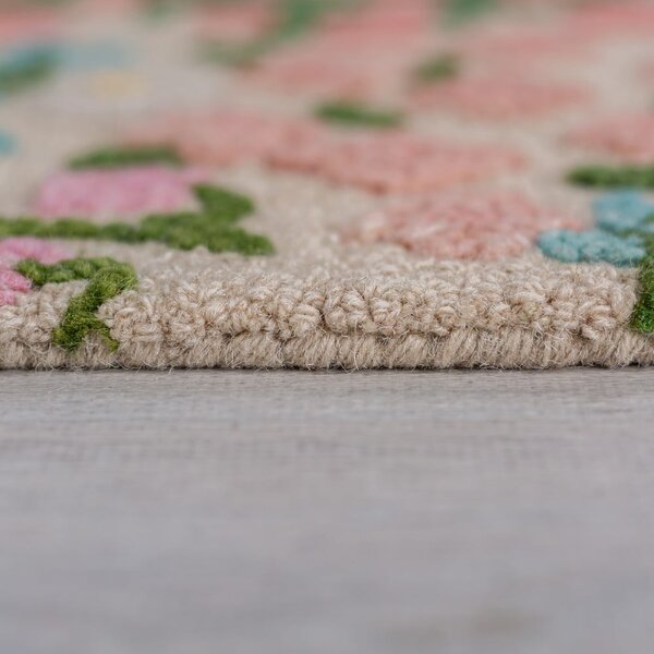 Kremno bela ročno tkana volnena preproga 200x290 cm Emilia Floral – Flair Rugs