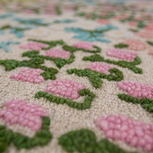 Kremno bela ročno tkana volnena preproga 200x290 cm Emilia Floral – Flair Rugs