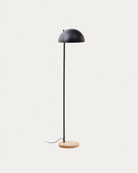Črna/naravna stoječa svetilka s kovinskim senčilom (višina 150 cm) Catlar – Kave Home