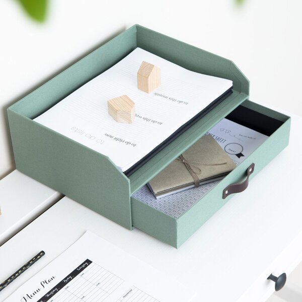 Zelen kartonast organizator za predale/za dokumente Walter Canvas Paper Laminate – Bigso