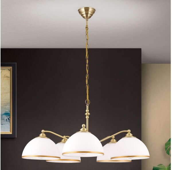 Orion LU 1838/5 - Lestenec na verigi OLD LAMP 5xE27/40W/230V bela/bron