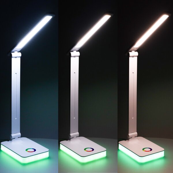 Zložljiva LED namizna svetilka na dotik USB - bela