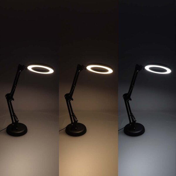 LED namizna svetilka z lupo USB in vrtljivo roko