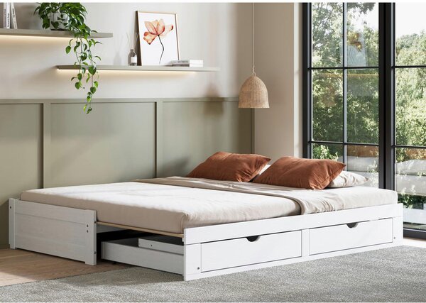 RAZTEGLJIVA POSTELJA 90-180 cm x 200 cm , bela
