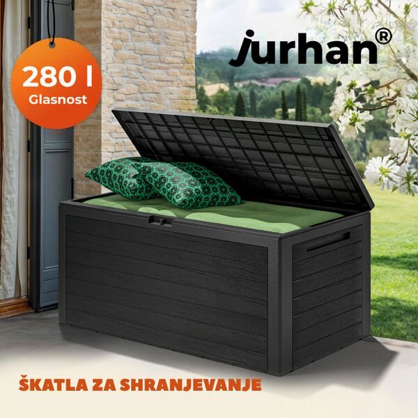 Škatla za shranjevanje WOODEBOX, 280l, 120x46x57cm, antracit Prosperplast
