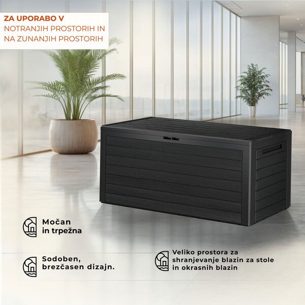 Škatla za shranjevanje WOODEBOX, 280l, 120x46x57cm, antracit Prosperplast