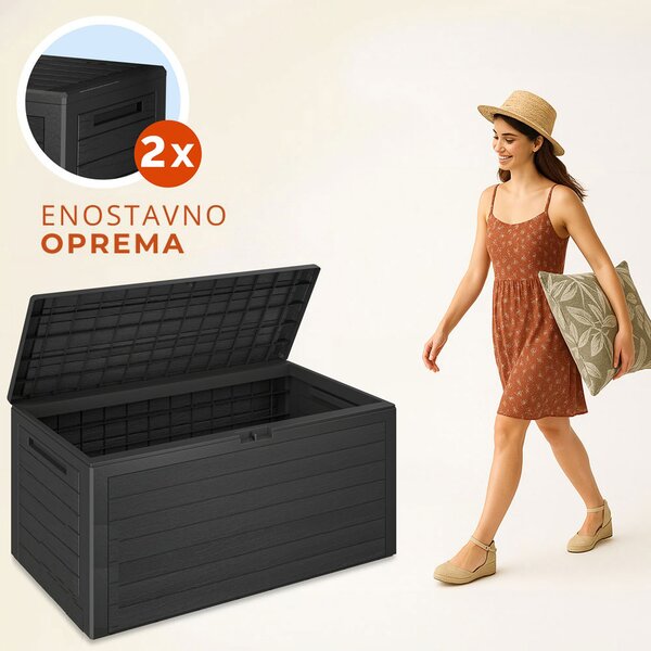 Škatla za shranjevanje WOODEBOX, 280l, 120x46x57cm, antracit Prosperplast
