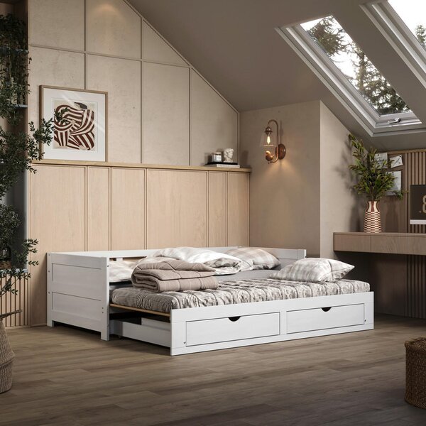 RAZTEGLJIVA POSTELJA 90-180 cm x 200 cm , bela