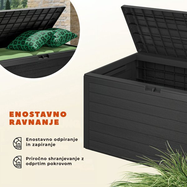 Škatla za shranjevanje WOODEBOX, 280l, 120x46x57cm, antracit Prosperplast