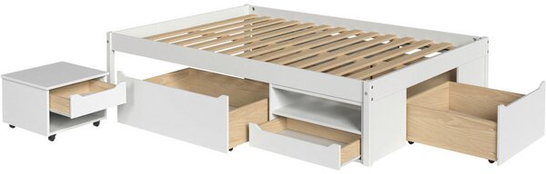 POSTELJA S PREDALOM 140 cm x 200 cm , bela