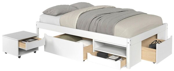 POSTELJA S PREDALOM 140 cm x 200 cm , bela