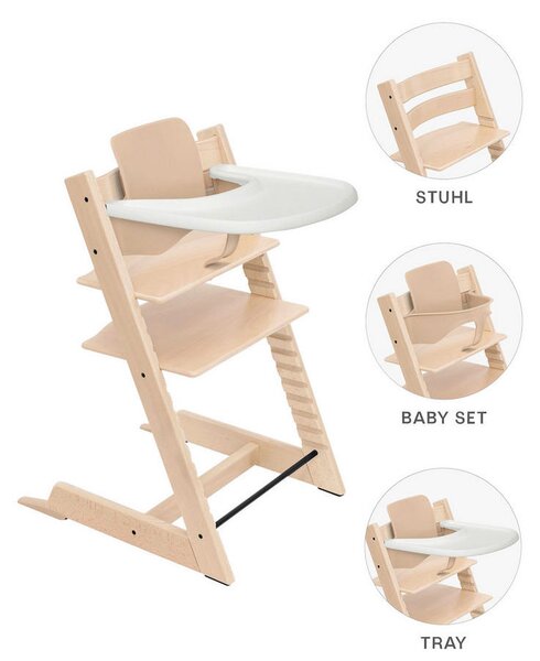 SET ZA STOLČEK ZA HRANJENJE Tripp Trapp Bundle 46/79/49 cm naravne barve