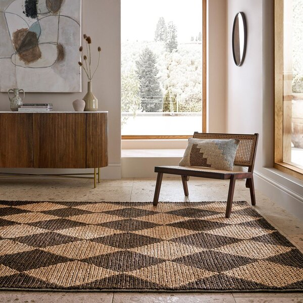 Ročno tkana preproga iz mešanice jute v rjavi in naravni barvi 120x170 cm Effie Diamond – Flair Rugs