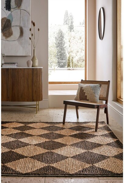 Ročno tkana preproga iz mešanice jute v rjavi in naravni barvi 120x170 cm Effie Diamond – Flair Rugs
