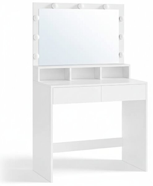 Toaletna mizica VANESA z velikim ogledalom in osvetlitvijo, 80x40x140cm, bela SongmicsHome