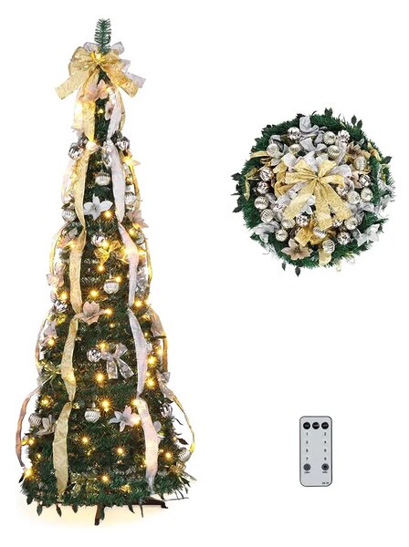 Merrypine™ Zložljivo Vnaprej Okrašeno Božično Drevo, Srebrna