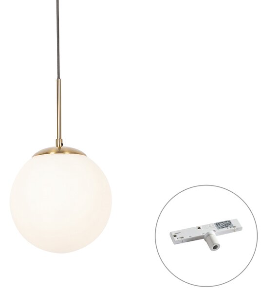 Art Deco viseča svetilka zlata z opalnim steklom, vklj. adapter za tirnico bela 1-fazna - Slimline Flore