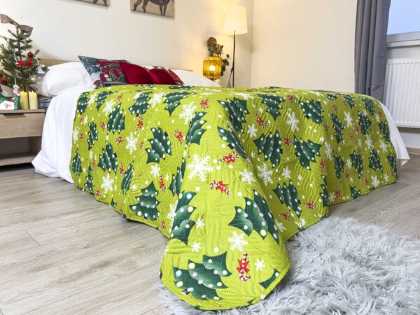 Pregrinjalo za posteljo CHRISTMAS TREE, zeleno Dimenzije: 170 x 210 cm
