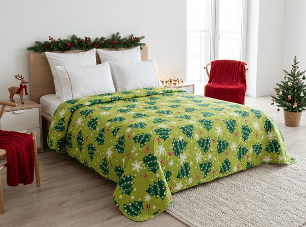 Pregrinjalo za posteljo CHRISTMAS TREE, zeleno Dimenzije: 170 x 210 cm