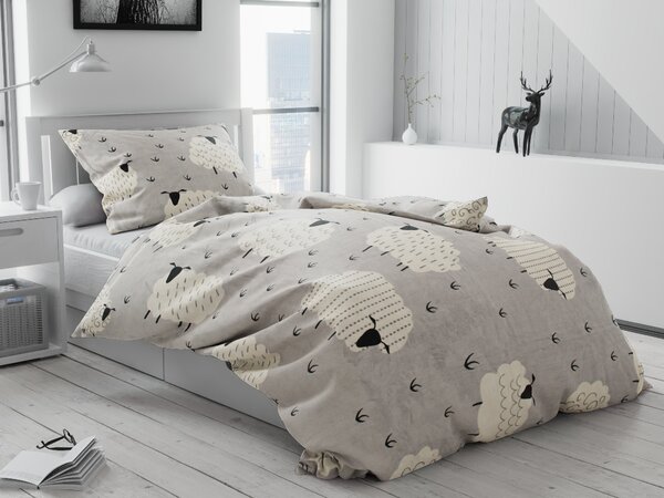Posteljnina mikropliš SHEEP siva