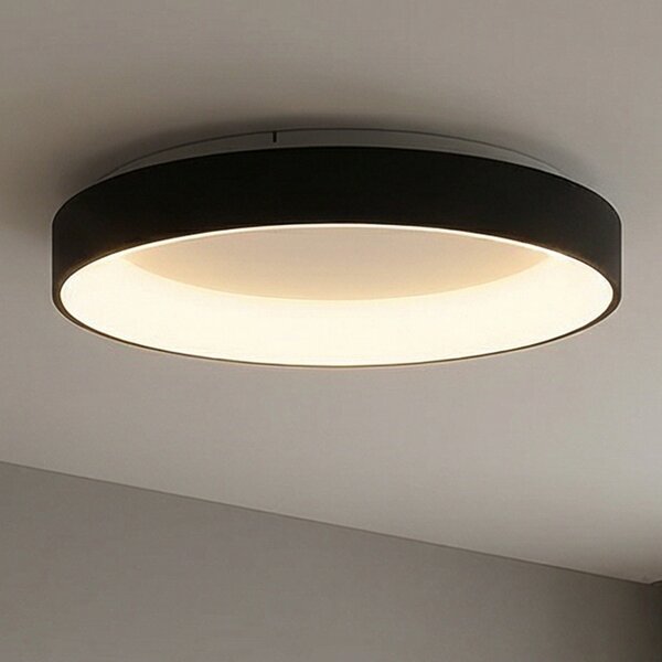 Mantra Iluminación LED stropna svetilka Niseko II CCT z daljinskim upravljalnikom, Ø 38 cm,, zatemnjen, Črna, Dnevna soba / jedilnica, Aluminij, Sodobni