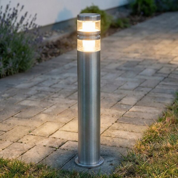 Lindby LED-svetilka Lanea, 60 cm, siva, nerjaveče jeklo, IP44, Kovinska, Nerjaveče jeklo, Sodobni