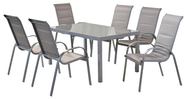 VRTNI SET Amalfi aluminij srebrne barve rjava, srebrne barve