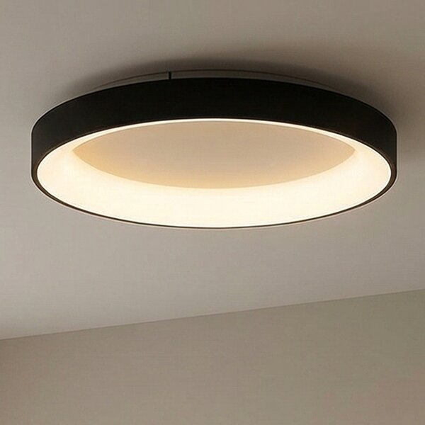 Mantra Iluminación LED stropna svetilka Niseko II CCT z daljinskim upravljalnikom, Ø 50 cm,, zatemnjen, Črna, Dnevna soba / jedilnica, Aluminij, Sodobni