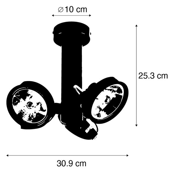 Sodobni reflektor črn nastavljiv 3-luči - Goes