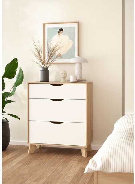 Bela komoda v hrastovem dekorju 79x92x40 cm Ikast – Tvilum