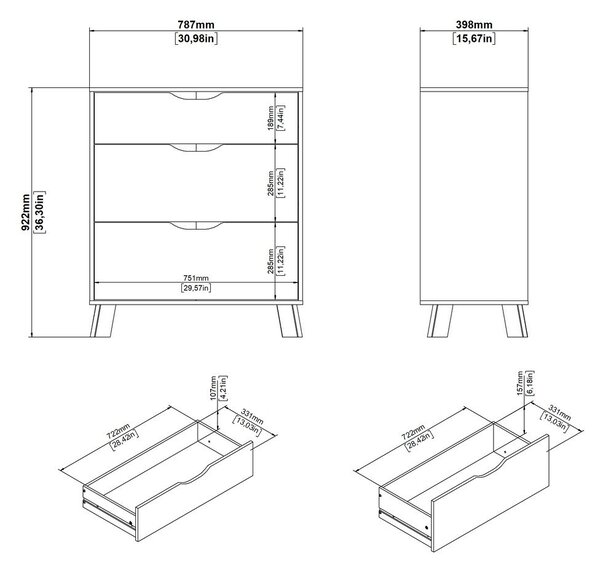 Bela komoda v hrastovem dekorju 79x92x40 cm Ikast – Tvilum