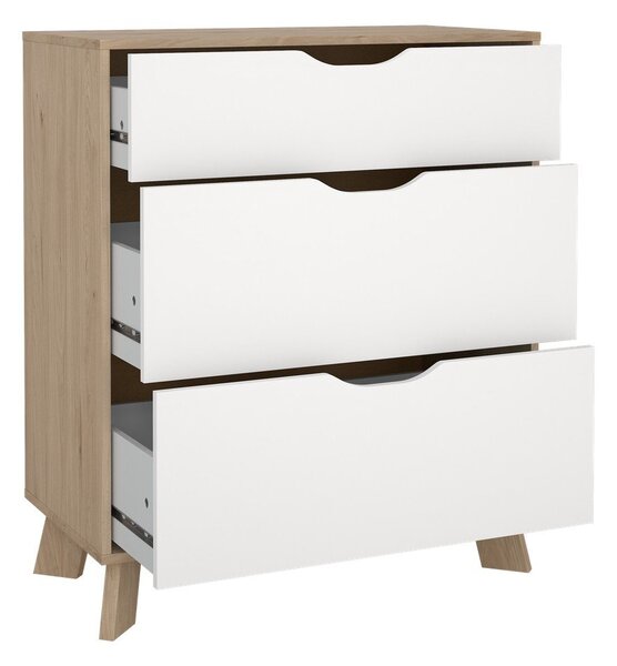 Bela komoda v hrastovem dekorju 79x92x40 cm Ikast – Tvilum