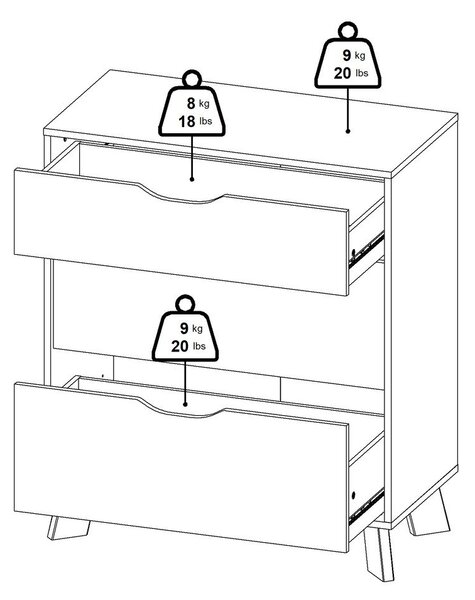 Bela komoda v hrastovem dekorju 79x92x40 cm Ikast – Tvilum