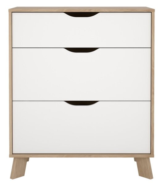 Bela komoda v hrastovem dekorju 79x92x40 cm Ikast – Tvilum