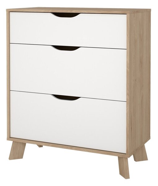 Bela komoda v hrastovem dekorju 79x92x40 cm Ikast – Tvilum