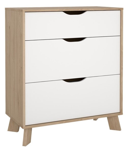 Bela komoda v hrastovem dekorju 79x92x40 cm Ikast – Tvilum