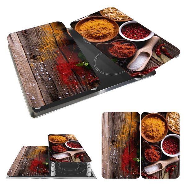 Komplet 2 steklenih pokrovov za štedilnik Wenko Spices, 52 x 30 cm