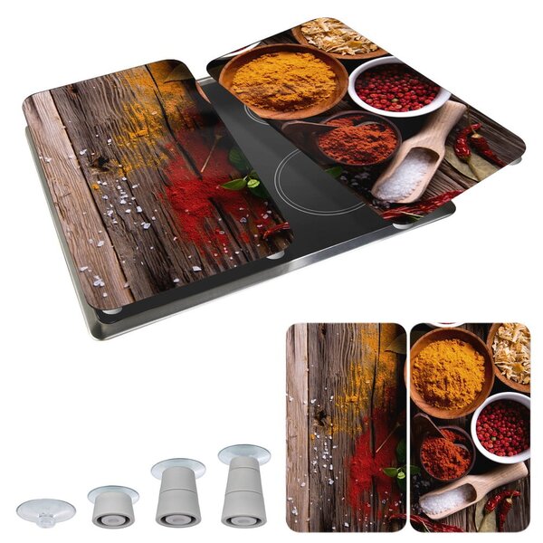 Komplet 2 steklenih pokrovov za štedilnik Wenko Spices, 52 x 30 cm